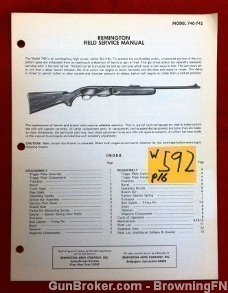 Orig Remington Model 740 742 Field Service Owners Instruction Manual-img-0