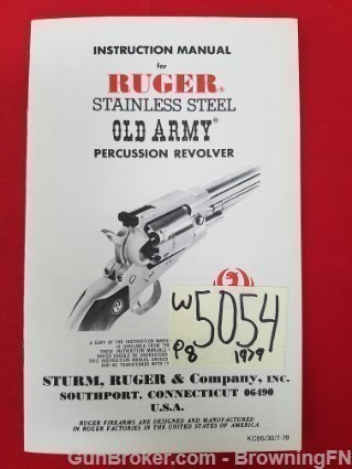 Orig Ruger Old Army Owners Instruction Manual 1979-img-0