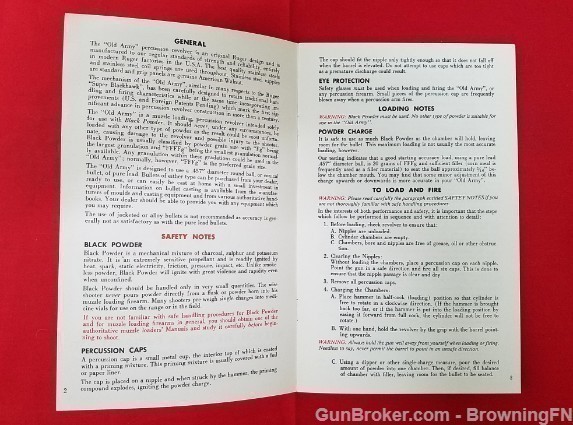 Orig Ruger Old Army Owners Instruction Manual 1979-img-1