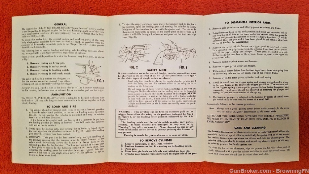 Original Ruger Super Bearcat Owners Instruction Manual 1972-img-1