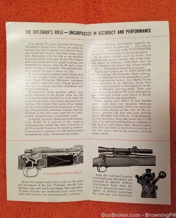 Original Winchester Model 70 Owners Instruction Manual-img-1