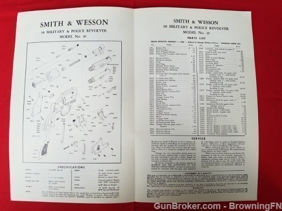 Orig S&W Model 10 M&P .38 Owners Instruction Manual 1964-img-1