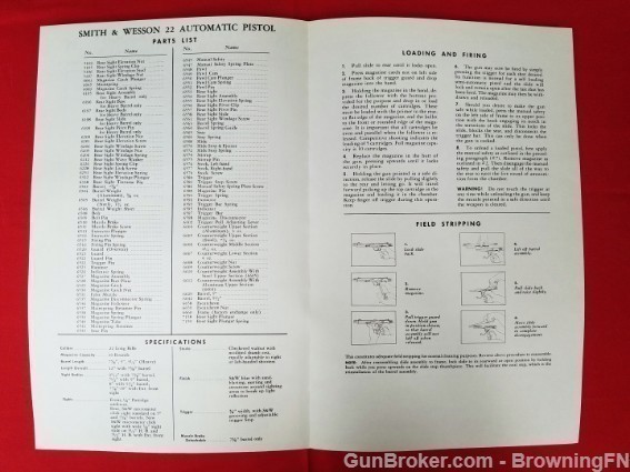 Orig S&W Model 41 Owners Manual .22 Auto 1974-img-1