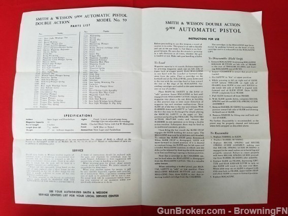 Orig S&W Model 59 Owners Manual 1978 9mm-img-1
