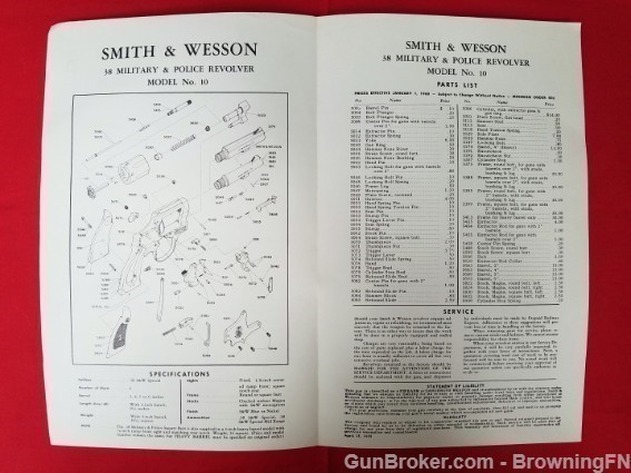 Orig S&W Model 10 Owners Instruction Manual 1960 .38 M&P-img-1