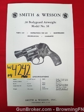 Orig S&W Model 38 Owners Instruction Manual 1960-img-0