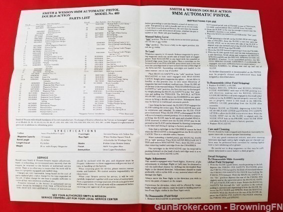 Orig S&W Model 469 Owners Manual-img-1