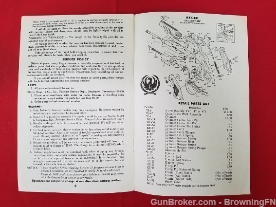 Orig Ruger Security-Six Owners Instruction Manual 1975-img-1