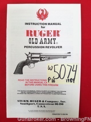 Orig Ruger Old Army Owners Manual 1989-img-0