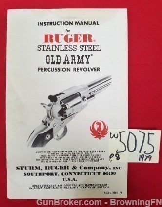 Orig Ruger Old Army Revolver Owners Manual 1979-img-0