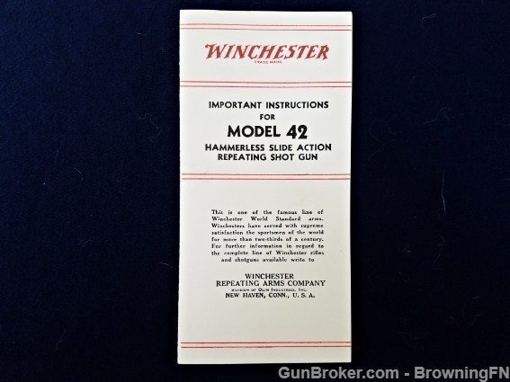 Orig Winchester Model 42 Owners Instruction Manual-img-0