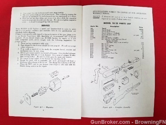 Orig Ruger Model 10/22 Carbine Owners Instruction Manual 1972-img-1