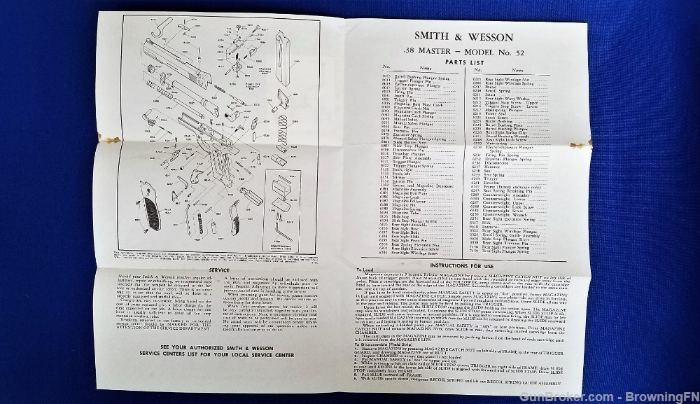 Original S&W Model 52 Owners Manual 1974-img-1