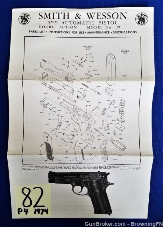 Original S&W Model 59 Owners Instruction Manual 1974-img-0