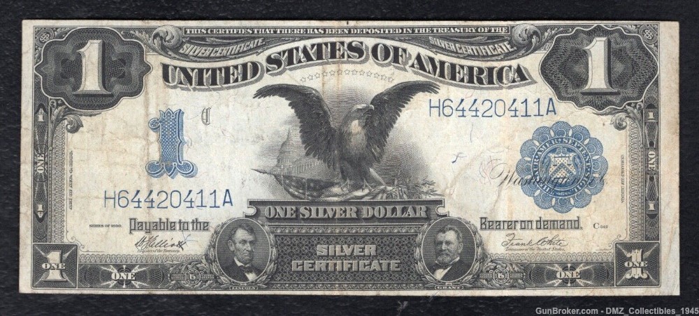 1899 US $1 Silver Certificate Antique Money Note Currency-img-0