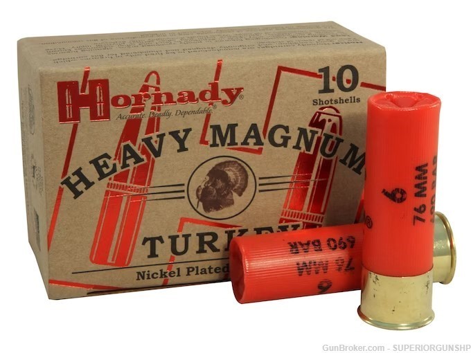 Hornady Heavy Magnum Turkey Ammunition 12 Gauge 3" 1-1/2 oz #6 Nickel Plate-img-0