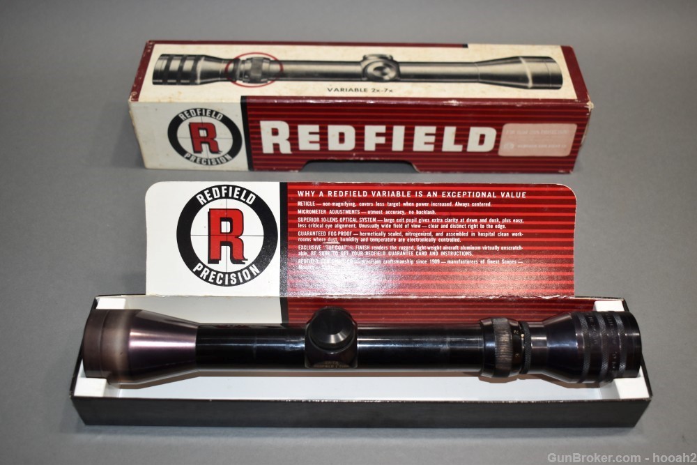 Vintage Redfield 2X-7X Rifle Scope Fine Crosshair Reticle W/Box -img-0