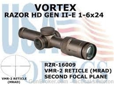 VORTEX, RZR-16009, RZR GEN II HD-E 1-6x24 VMR-2 MRAD
