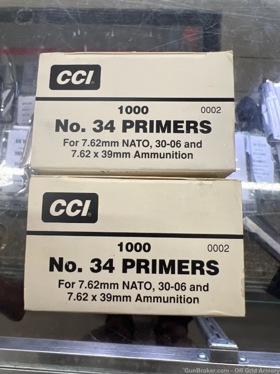NEW CCI NO. 34 PRIMERS 2 BOXES!  LARGE RIFLE PRIMERS!-img-1