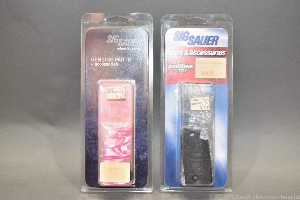 2 Sig Sauer P238 Factory Grip Sets NOS Pearlite Pink Black G10 W/Packaging-img-0