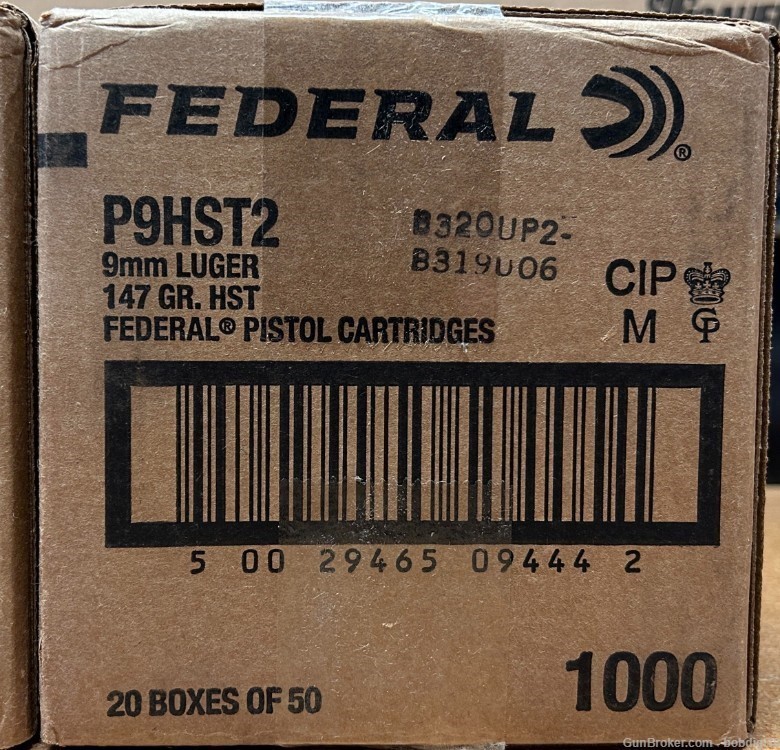 1000rds Federal 9mm HST 147 gr JHP LE Tactical 9mm P9HST2 NO CC FEES-img-1