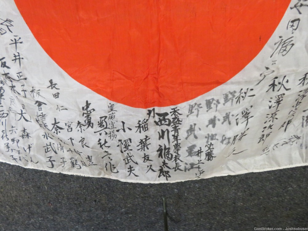 WWII JAPANESE HINOMARU MEATBALL FLAG W/ SIGNED KANJI CHARACTERS-img-4