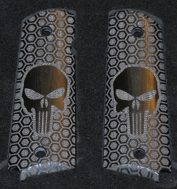 1911 Punisher Gun Grips Non Slip Honeycomb G10-img-0