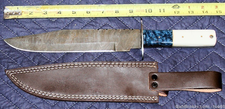 HANDMADE CUSTOM BOWIE KNIFE DAMASCUS STEEL 15 INCH SP015-img-1