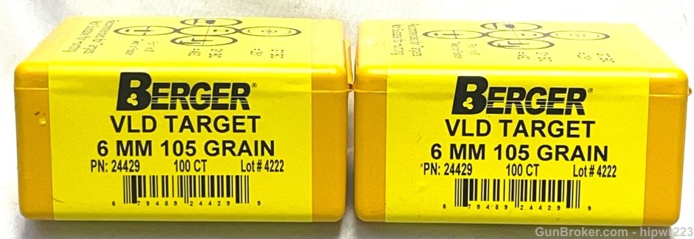 Berger 6MM 105g VLD Target #24429 TWO sealed boxes on lot-img-0