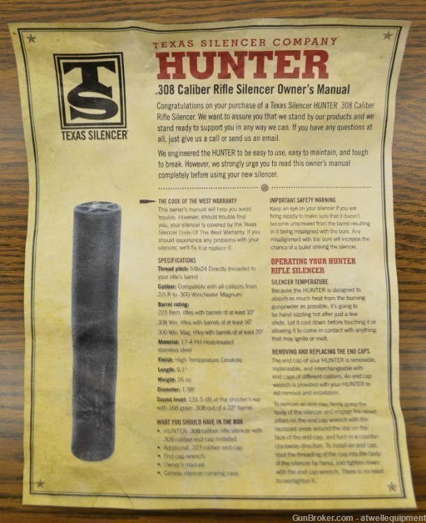Texas Silencer Company Hunter .308 Caliber Rifle Silencer-img-5