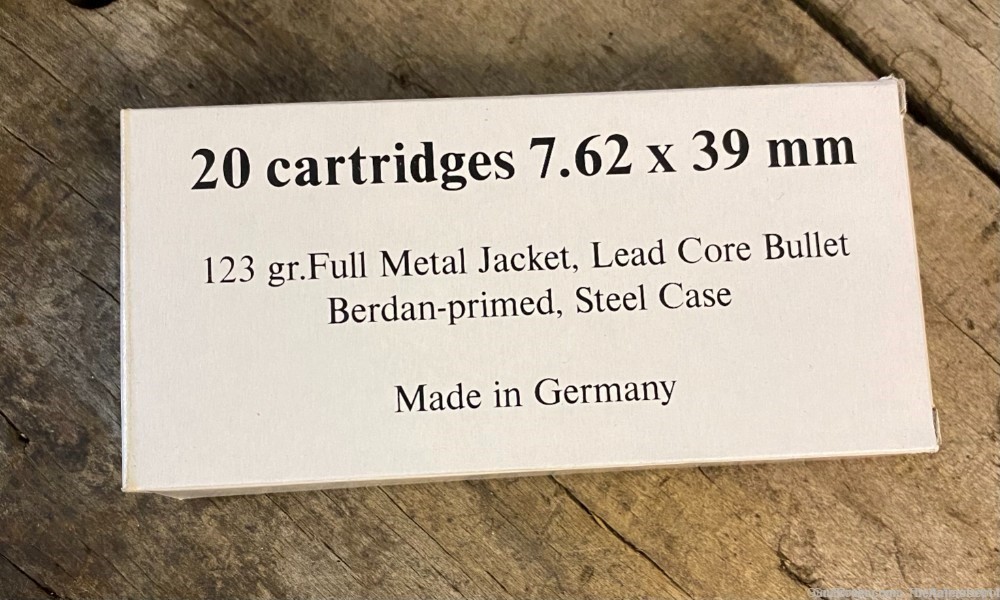 German 7.62x39mm 123 gr. FMJ, lead core, Berdan-primed, Steel Case 20 RDS-img-1