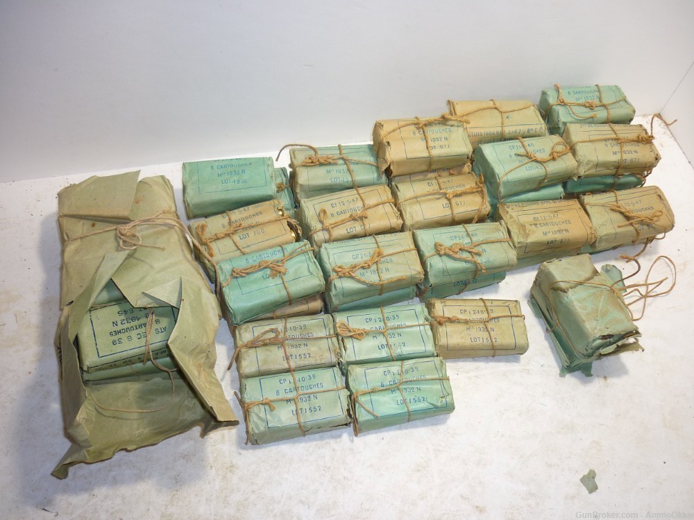 8rd - ORIGINAL AMMO - 8mm Lebel 8x50R - French Packets - 1939 and 1947 WW2-img-1