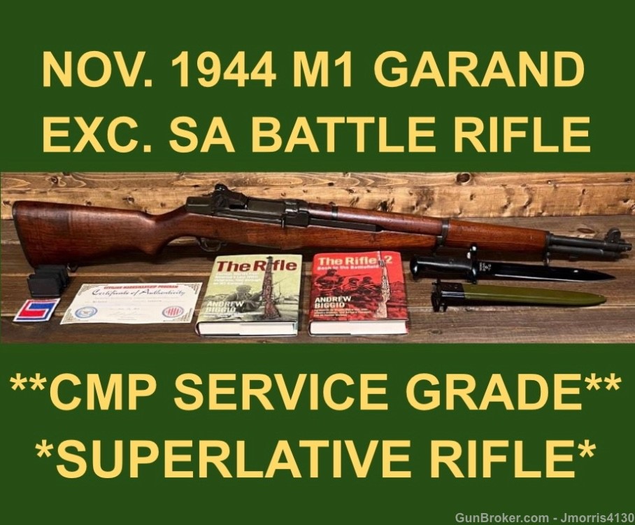 M1 GARAND SPRINGFIELD CMP SERVICE GRADE 1944 PERFECT BORE 1/1+ WW2 WWII -img-0