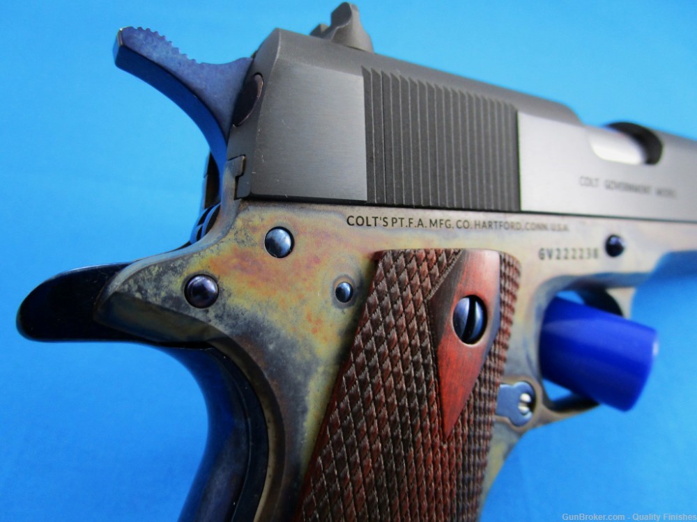1911 Colt 70 Series  Must SEE Case Color Frame Blue Slide Nitre Parts -img-7