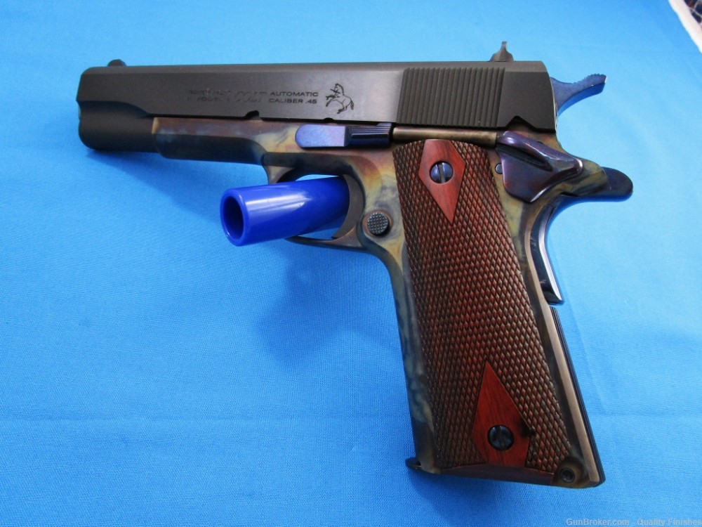 1911 Colt 70 Series  Must SEE Case Color Frame Blue Slide Nitre Parts -img-0