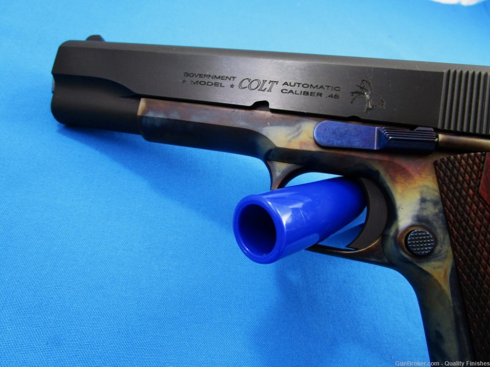 1911 Colt 70 Series  Must SEE Case Color Frame Blue Slide Nitre Parts -img-1