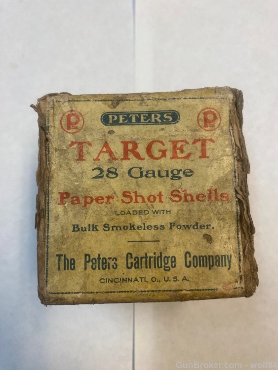 1920s PETERS TARGET 28 gauge  8 Shot Paper Shot Shells -img-0