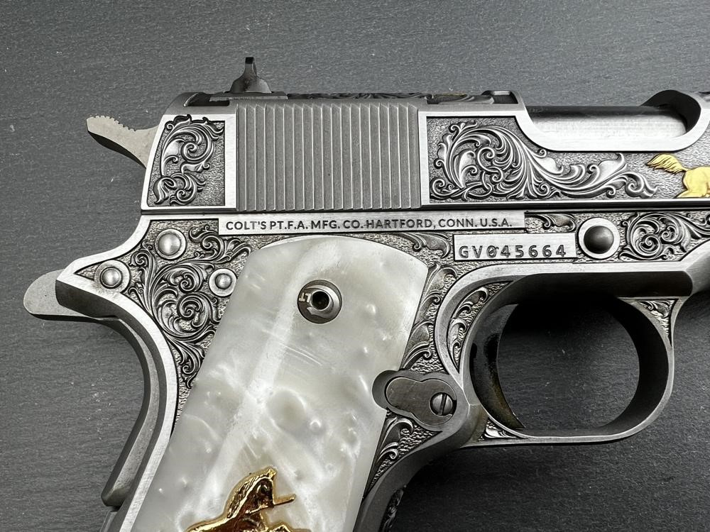 Colt 1911 .38 Super Engraved Scroll Rampant Colt Gold Plated by Altamont-img-11