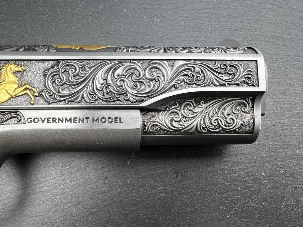 Colt 1911 .38 Super Engraved Scroll Rampant Colt Gold Plated by Altamont-img-9