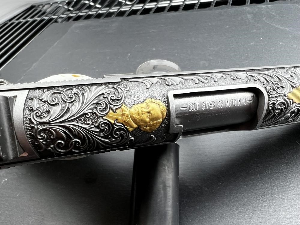 Colt 1911 .38 Super Engraved Scroll Rampant Colt Gold Plated by Altamont-img-15