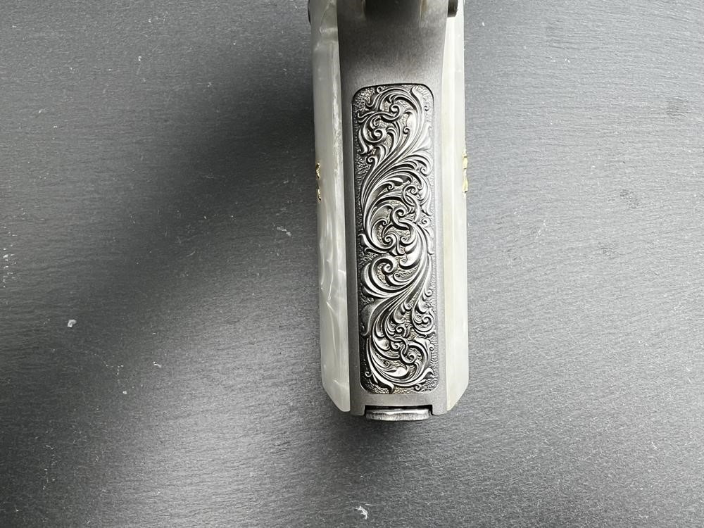 Colt 1911 .38 Super Engraved Scroll Rampant Colt Gold Plated by Altamont-img-13