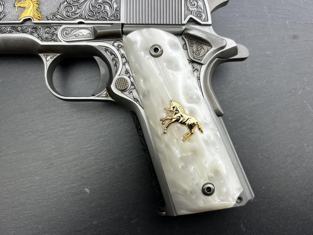 Colt 1911 .38 Super Engraved Scroll Rampant Colt Gold Plated by Altamont-img-8