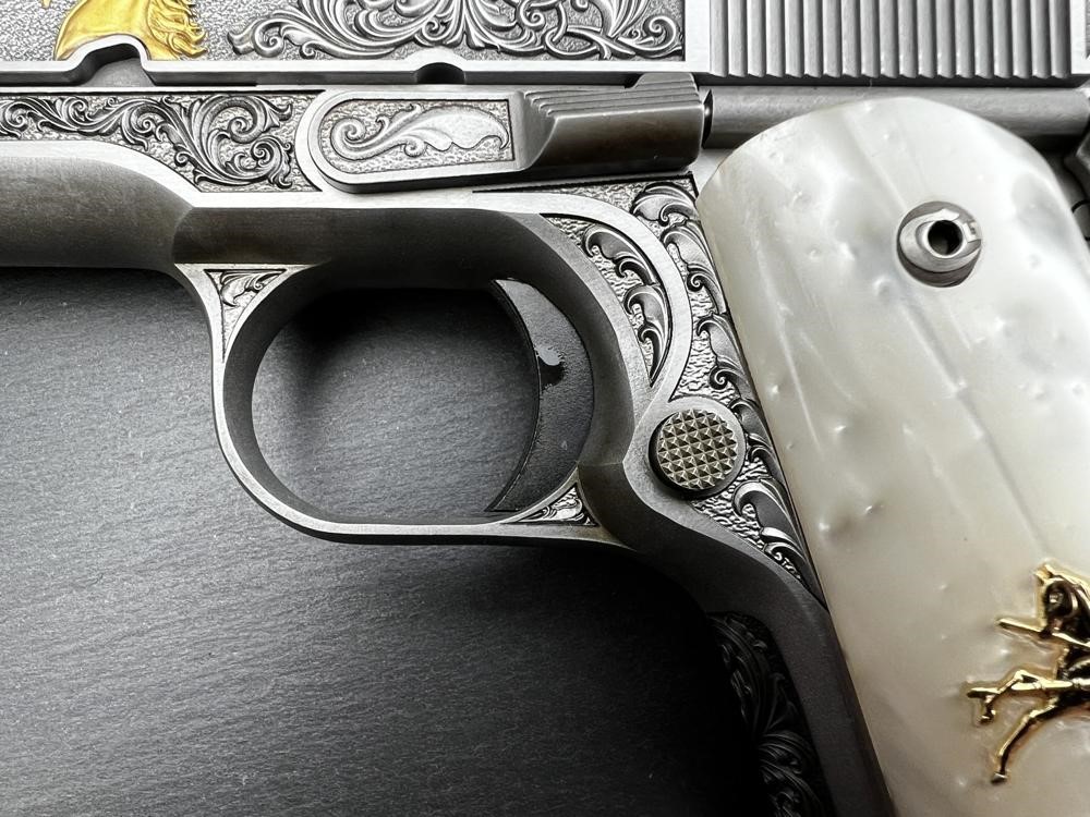 Colt 1911 .38 Super Engraved Scroll Rampant Colt Gold Plated by Altamont-img-6