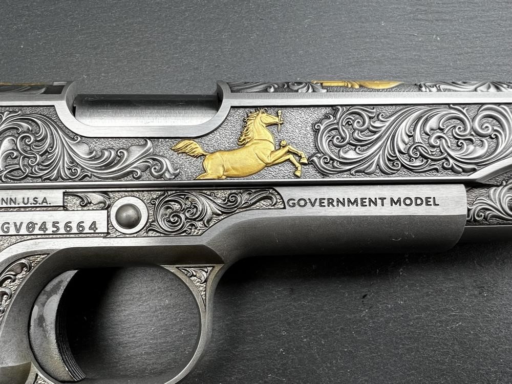 Colt 1911 .38 Super Engraved Scroll Rampant Colt Gold Plated by Altamont-img-10