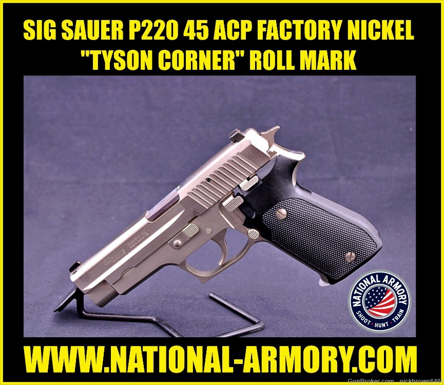 1987 SIG SAUER P220 NICKEL 45ACP GERMAN MFG TYSONS CORNER IMPORT MARK-img-0