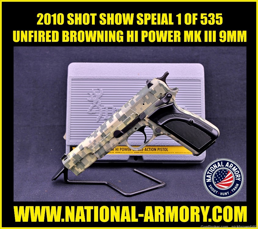 UNFIRED 2010 SHOT SHOW SPECIAL BROWNING HI POWER 9MM DIGITAL GREEN 1 OF 535-img-0
