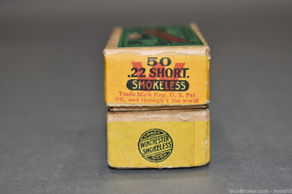 2 Scarce 2 Pc Boxes 97 Rds Winchester 22 Short Smokeless Circa 1908 READ-img-2