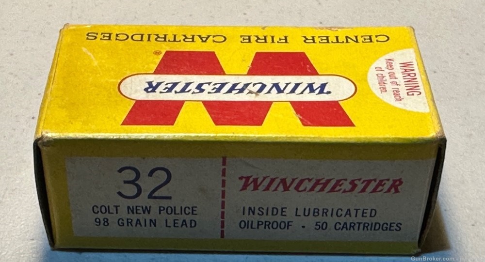50 rounds of Winchester 32 Colt New Police 98gr LRN brass cased ammo-img-7
