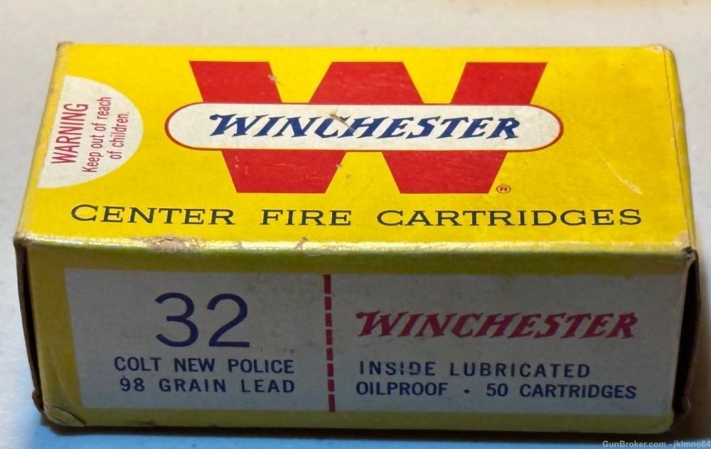 50 rounds of Winchester 32 Colt New Police 98gr LRN brass cased ammo-img-0