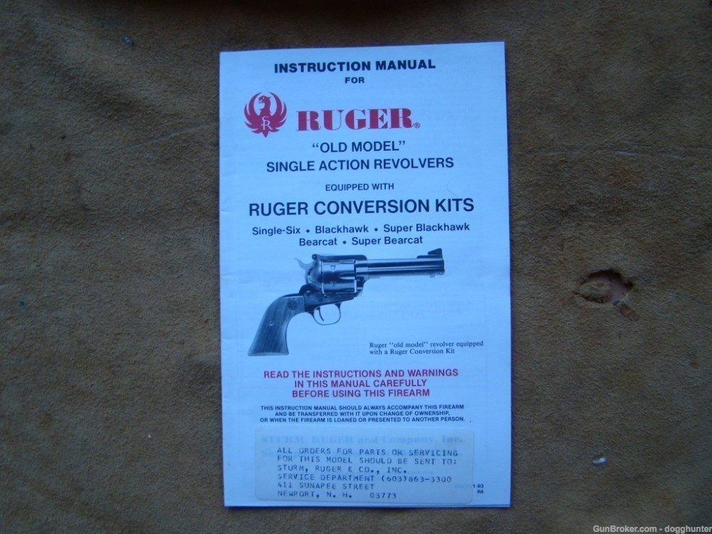 ruger blackhawk single six  manual -img-0